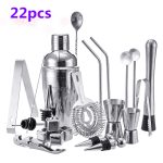 Juego de herramientas para bartender de coctelera de 22 piezas