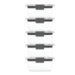 Recipientes para guardar alimentos - Rubbermaid Brilliance, a prueba de fugas, juego de 5