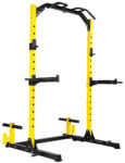 Everyday Essentials Soporte para sentadillas ajustable multifunción con capacidad de 1000 libras, con brazos de seguridad, barras de inmersión, soportes para pesas, soportes para pesas y accesorio para minas terrestres