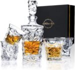 Juego de decantador de whisky de 5 piezas, decantador de cristal con 4 vasos en caja de regalo premium