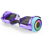 Jetson Rave Hoverboard, Límite de peso 110 kg., 12+ años, Morado, Altavoz Bluetooth, Ruedas con luz LED personalizables de espectro completo, 20 km/h, Rango de 16 km, Tiempo de carga de 3 horas, 24 V, Iones de litio de 4.0 Ah