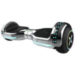 Hover-1 Matrix Hoverboard eléctrico certificado por UL, plateado, con ruedas de 6.5 pulgadas, luces LED con sensor, luces LED para ruedas, altavoz Bluetooth; Ideal para niños y niñas de 8 años o más - peso max 90kg.
