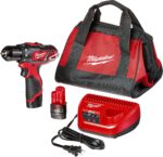 DEWALT - 2407-22 Kit de taladro/atornillador inalámbrico de iones de litio de 12 v M12 de 3/8  + dos baterías de 1,5 A +  cargador + Maleta de herramientas.
