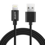 Cable Datos ESR USB-A a Lightning Negro para iPhone iPod iPad certificado