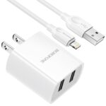 Cargador AC BOROFONE 2.1A para iPhone Blanco cable incluido