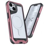 Funda GHOSTEK Atomic para iPhone 13 Aluminio Transp Rosa MagSafe